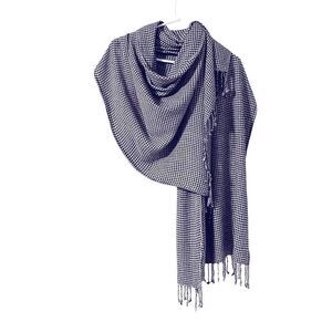 Collection XIIX Soft rayon fringed black & white houndstooth pattern large scarf